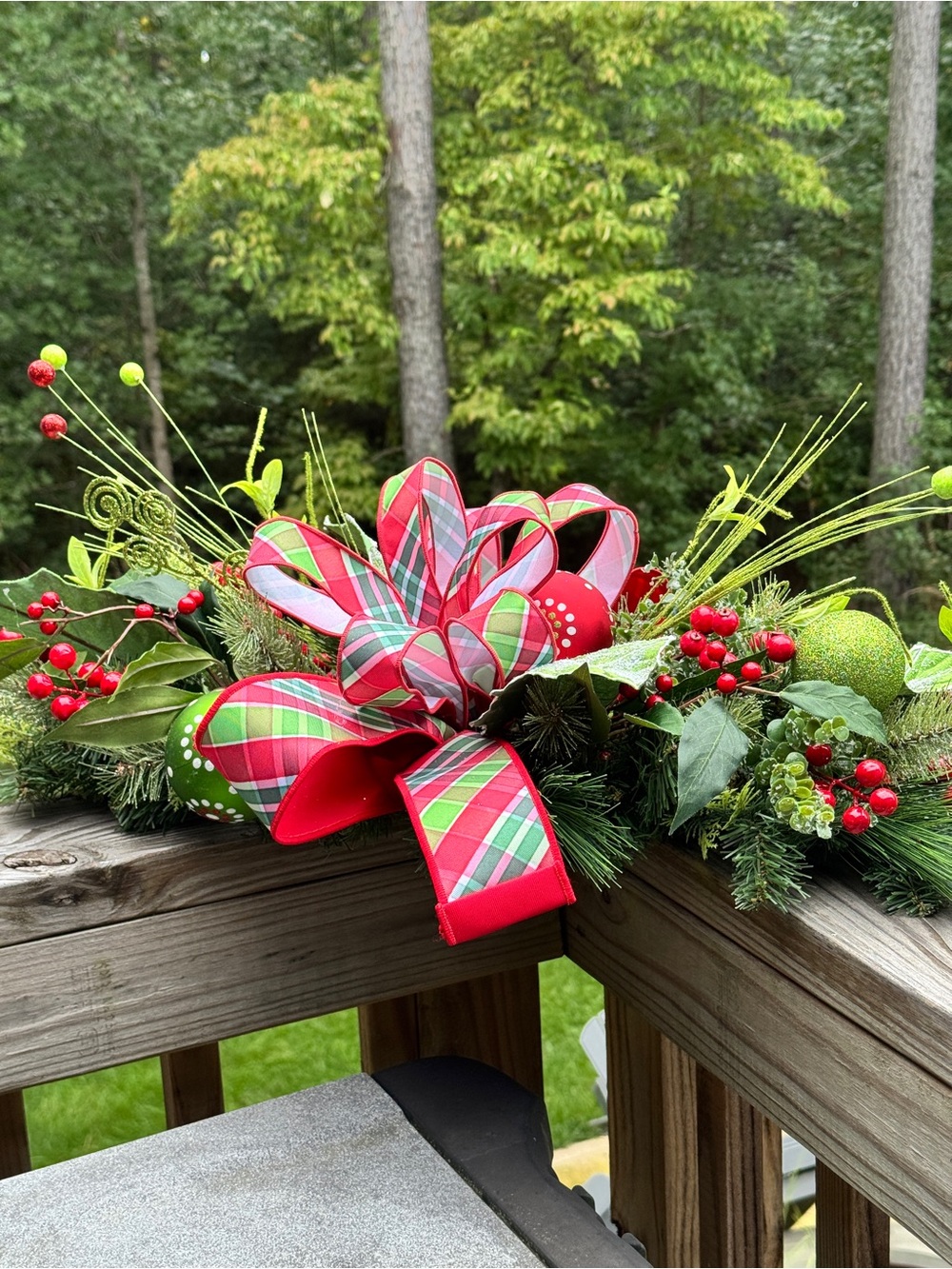 Vibrant Red & Lime Green Christmas Arrangement